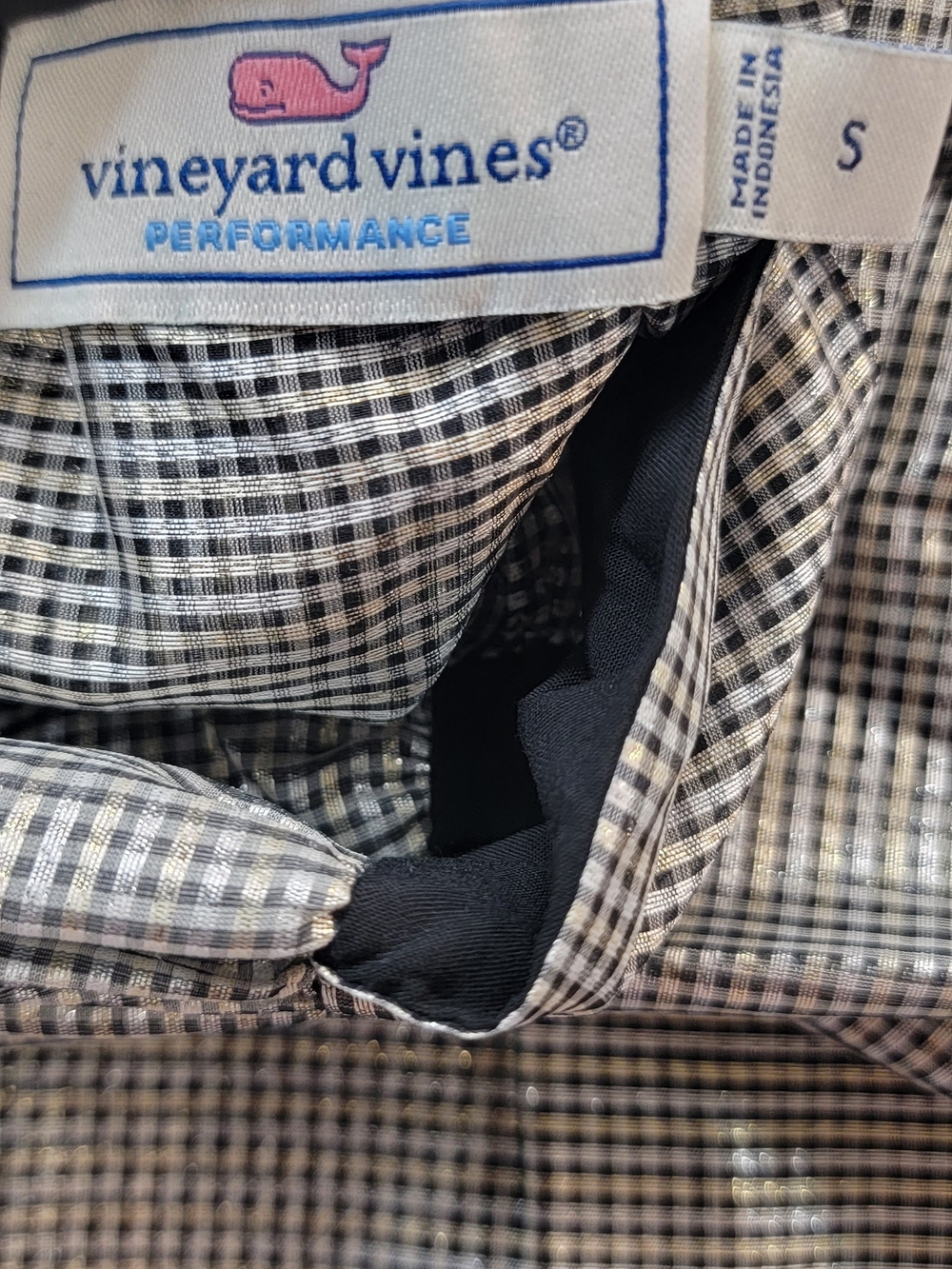 Vineyard Vines Black & White Checked Performance Shirt